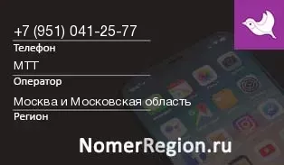 Кто звонил с 9510412577 - регион и оператор